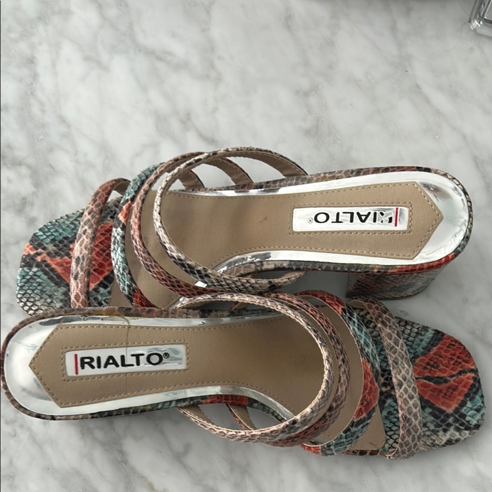 Rialto Red and Brown Strappy Sandals